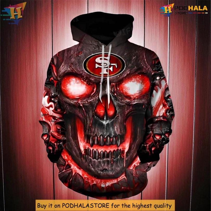 Skull Hello Darkness My Old Friend 3D Youth 49ers Hoodie For Loyal Young Supporters