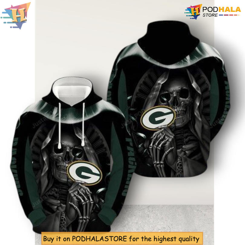 Skull Hold Logo Edition Green Bay Packers Hoodie 3D Veteran Team Apparel