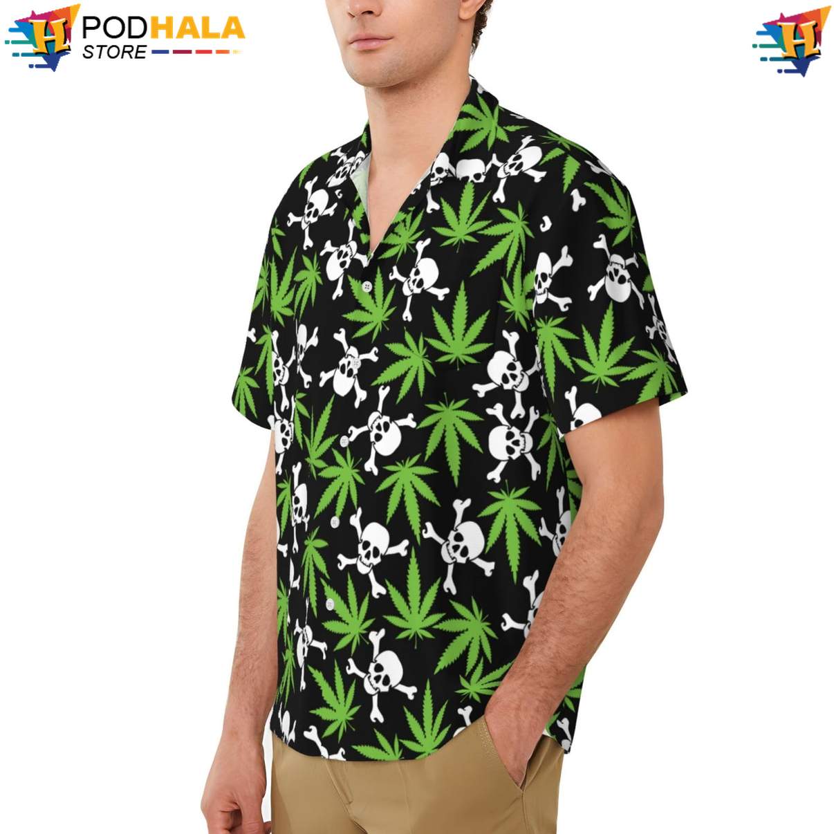 Skull Marijuana Aloha Shirt Funny Mens Short Sleeve Button Up Beach Top Skull Marijuana Aloha Shirt Funny Mens Short Sleeve Button Up Beach Top