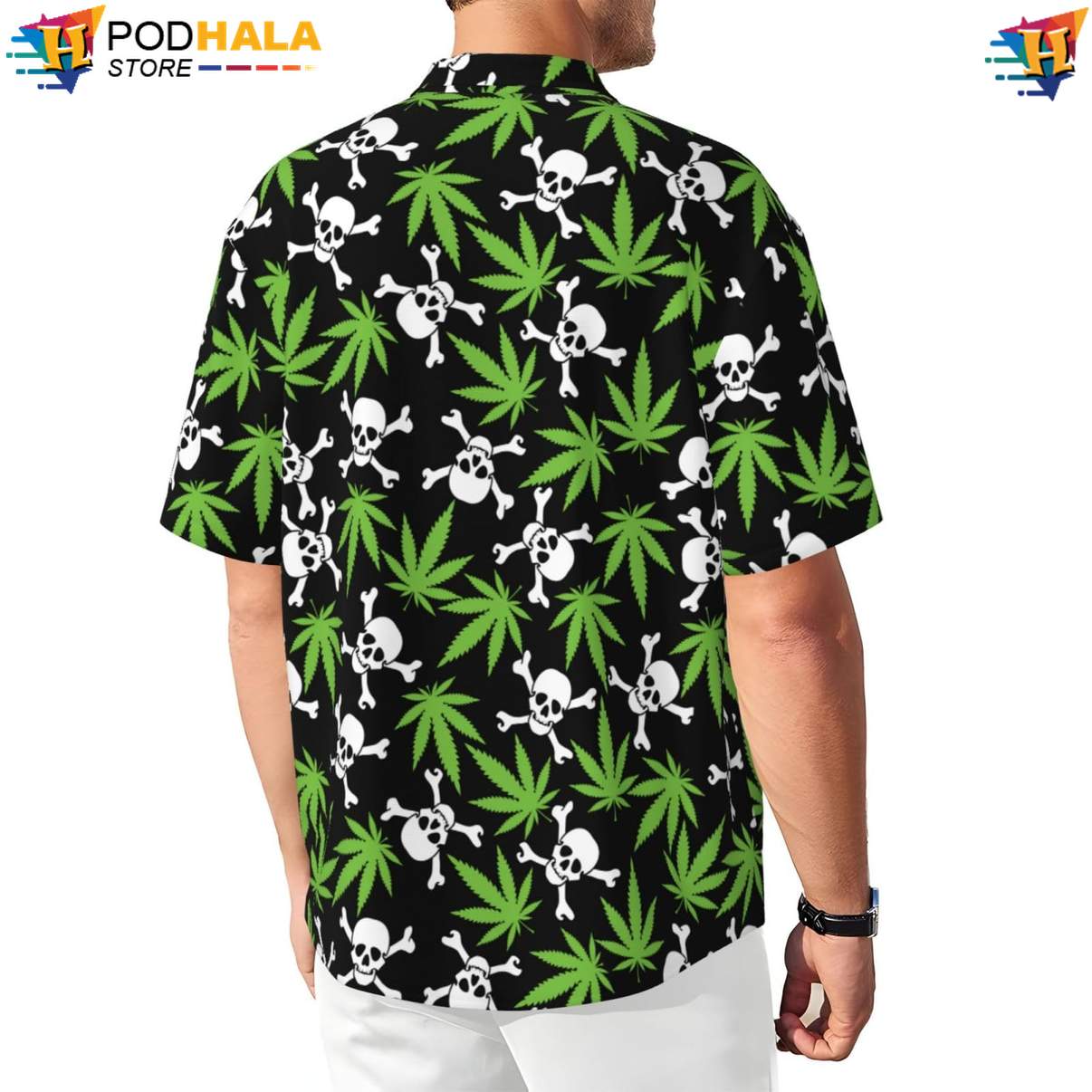 Skull Marijuana Short-sleeve button-up shirt Funny Mens Short Sleeve Button Up Beach Top Skull Marijuana Short-sleeve button-up shirt Funny Mens Short Sleeve Button Up Beach Top