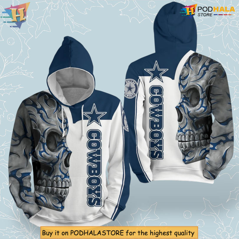 Skull Pattern Fan Style Dallas Cowboys Full Print Hoodie 3D Football Merch