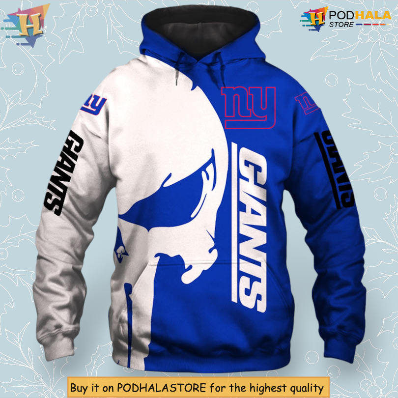 Skull Print Design New York Giants 3D Hoodie For Dedicated Football Fans