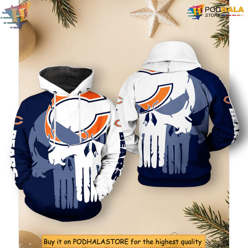 Skull Pull Over Zip Up Style Chicago Bears Holiday Hoodie Bold 3D Design