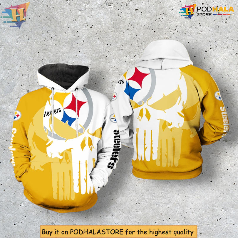 Skull Team Tribute Womens Steelers Hoodie 3D All Over Printed Football Fan Apparel