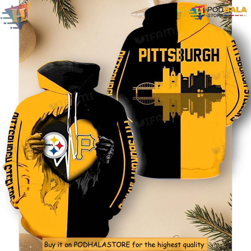 Skyline Heartbeat Logo Rip Pittsburgh Steelers Vintage Hoodie City Pride Graphic