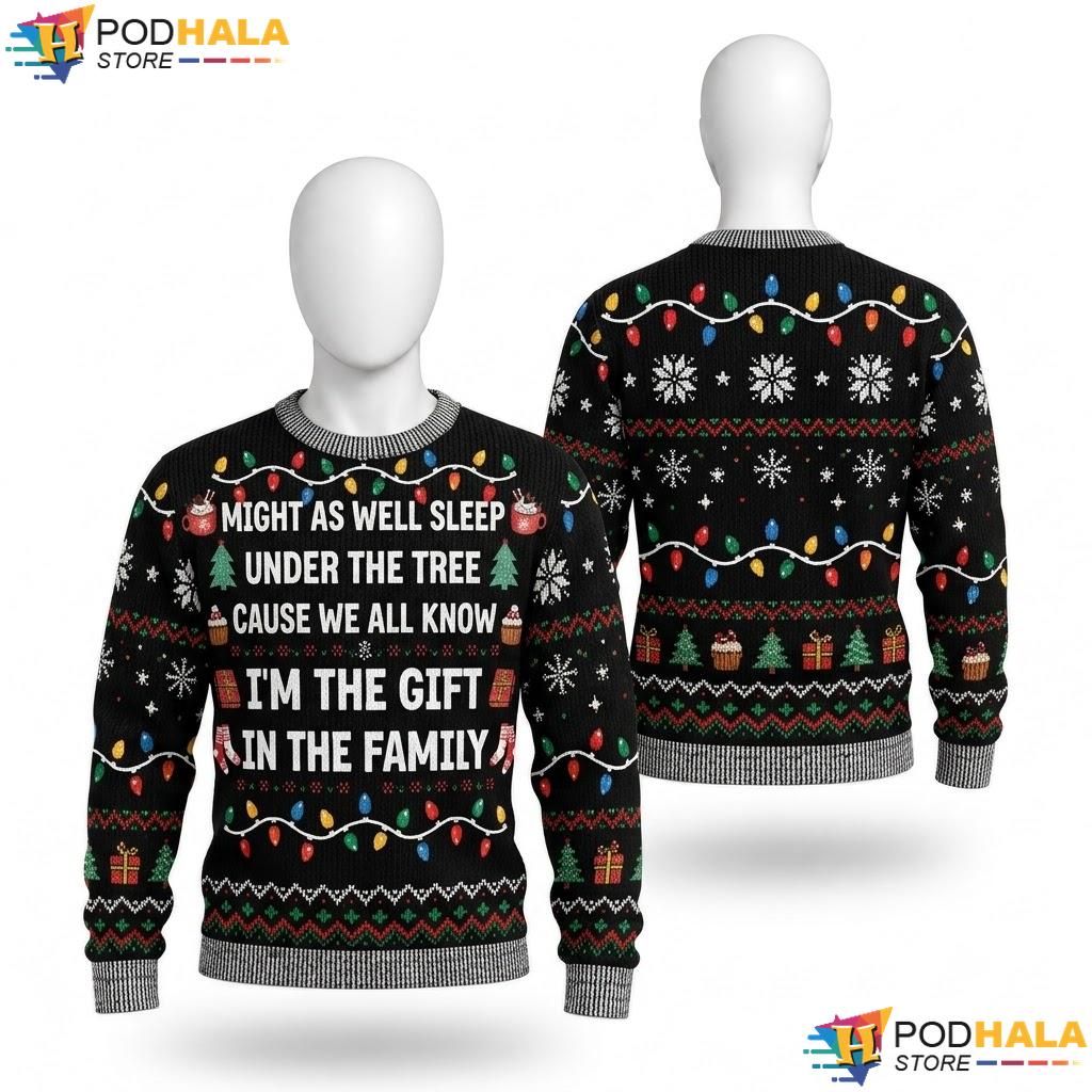Sleep Under Tree Ugly Christmas Sweater Funny Adults Kids Holiday Top