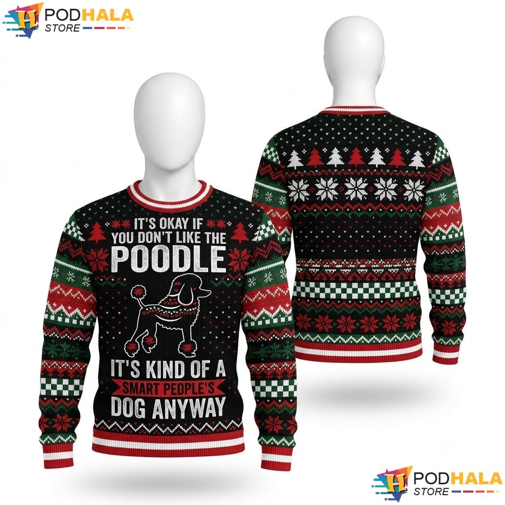Smart People Dog Poodle Christmas Sweater Funny Pet Lover Holiday Top
