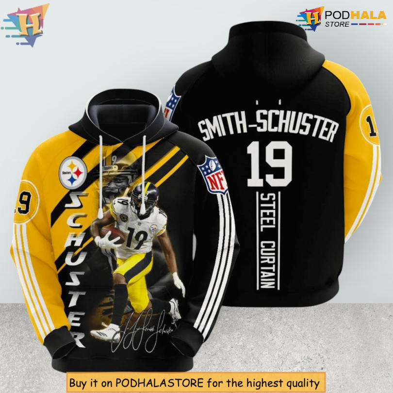 Smith Schuster 19 Tribute Youth Pittsburgh Steelers Hoodie Player 3D Fan Edition Smith Schuster 19 Tribute Youth Pittsburgh Steelers Hoodie Player 3D Fan Edition
