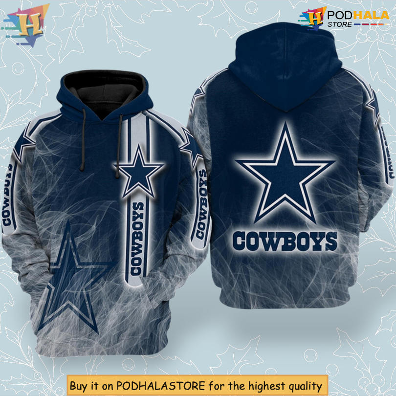 Smoke Blue White Pattern Dallas Cowboys Personalized 3D Hoodie NFL Design