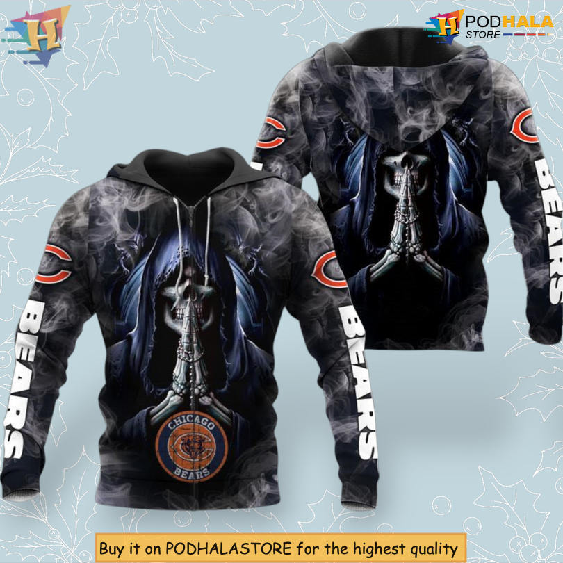 Smoke Skull Background Artwork Custom Chicago Bears Hoodie Fan Gift Smoke Skull Background Artwork Custom Chicago Bears Hoodie Fan Gift