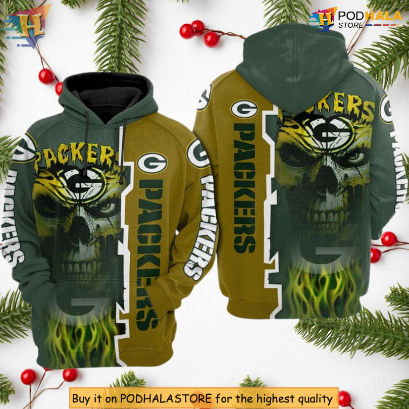 Smoky Skull Effect Green Bay Packers Sweatshirts & Hoodies Unisex 3D