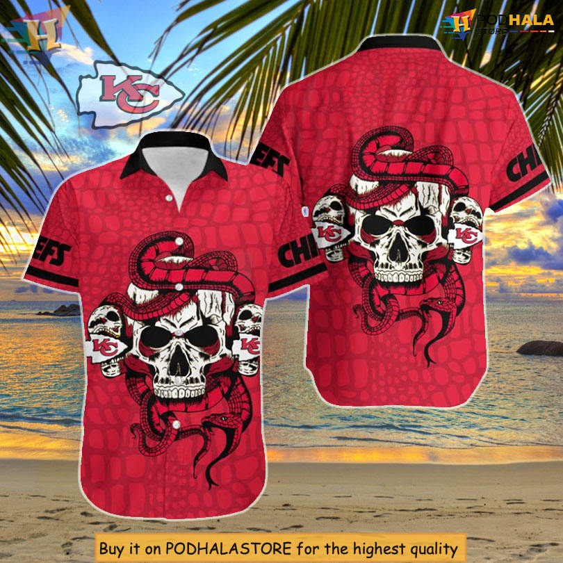 Snake And Skull Pattern Kc Chiefs Hawaiian Shirt Summer Edition Snake And Skull Pattern Kc Chiefs Hawaiian Shirt Summer Edition