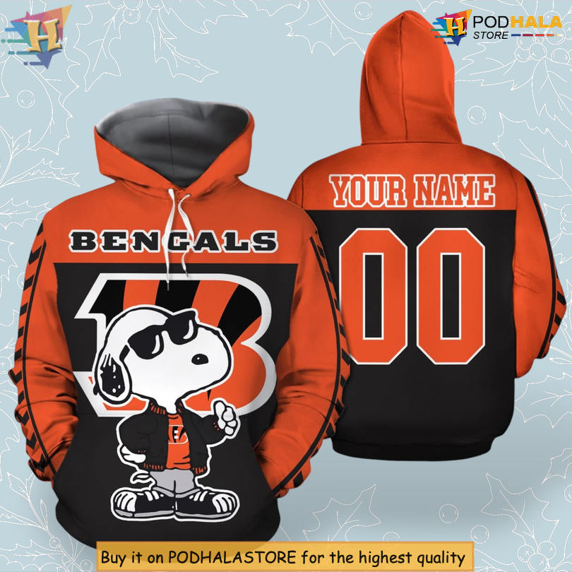 Snoopy All Over Print Artwork Cincinnati Bengals Mens Hoodie Custom 3D