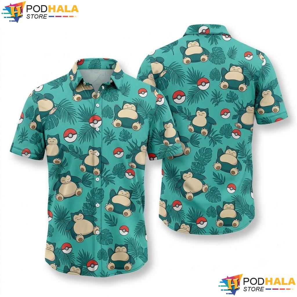 Snorlax Relaxing Pattern Aloha Shirt Summer Beach Vacation Outfit Top