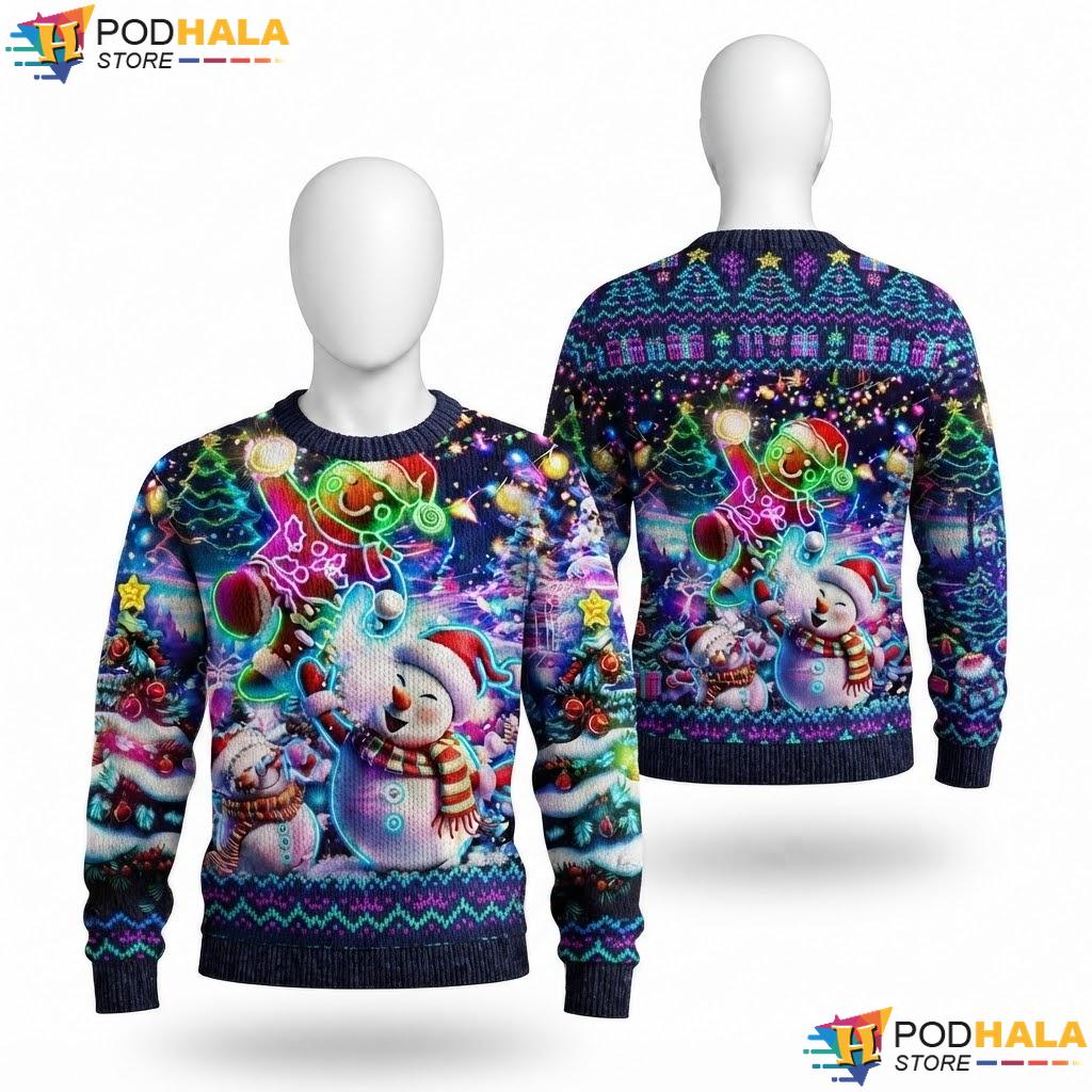 Snowman Gingerbread Ugly Xmas Sweater Playful Festive Holiday Pullover