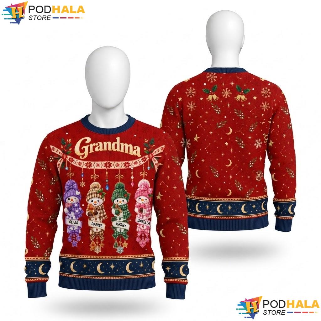 Snowman Grandma Personalized Ugly Xmas Sweater Cheerful Christmas Top