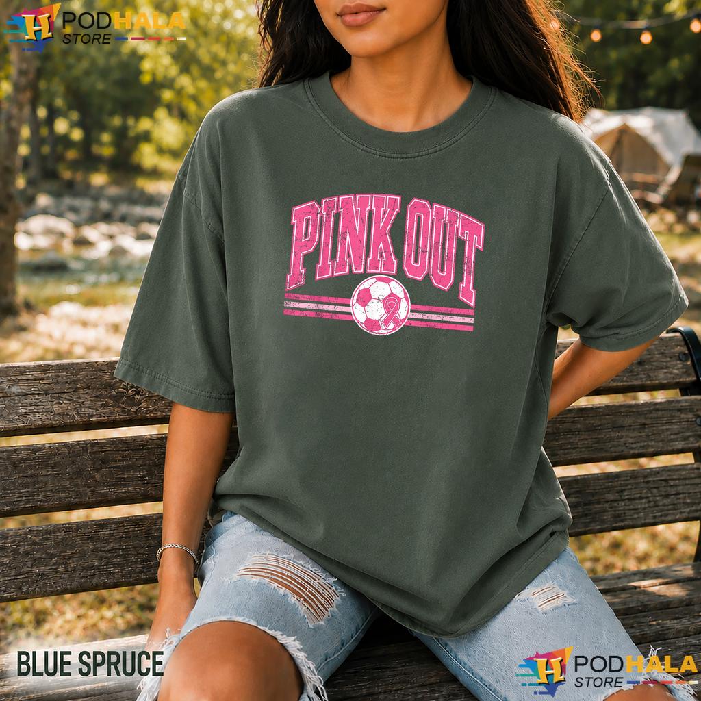 Soccer Pink Out Womens Girls Comfort Colors Shirt Breast Cancer Graphic
