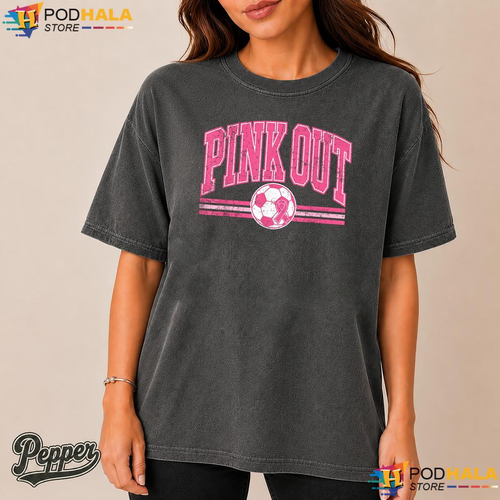Soccer Pink Out Womens Girls Comfort Colors T-Shirt Breast Cancer Graphic Soccer Pink Out Womens Girls Comfort Colors T-Shirt Breast Cancer Graphic