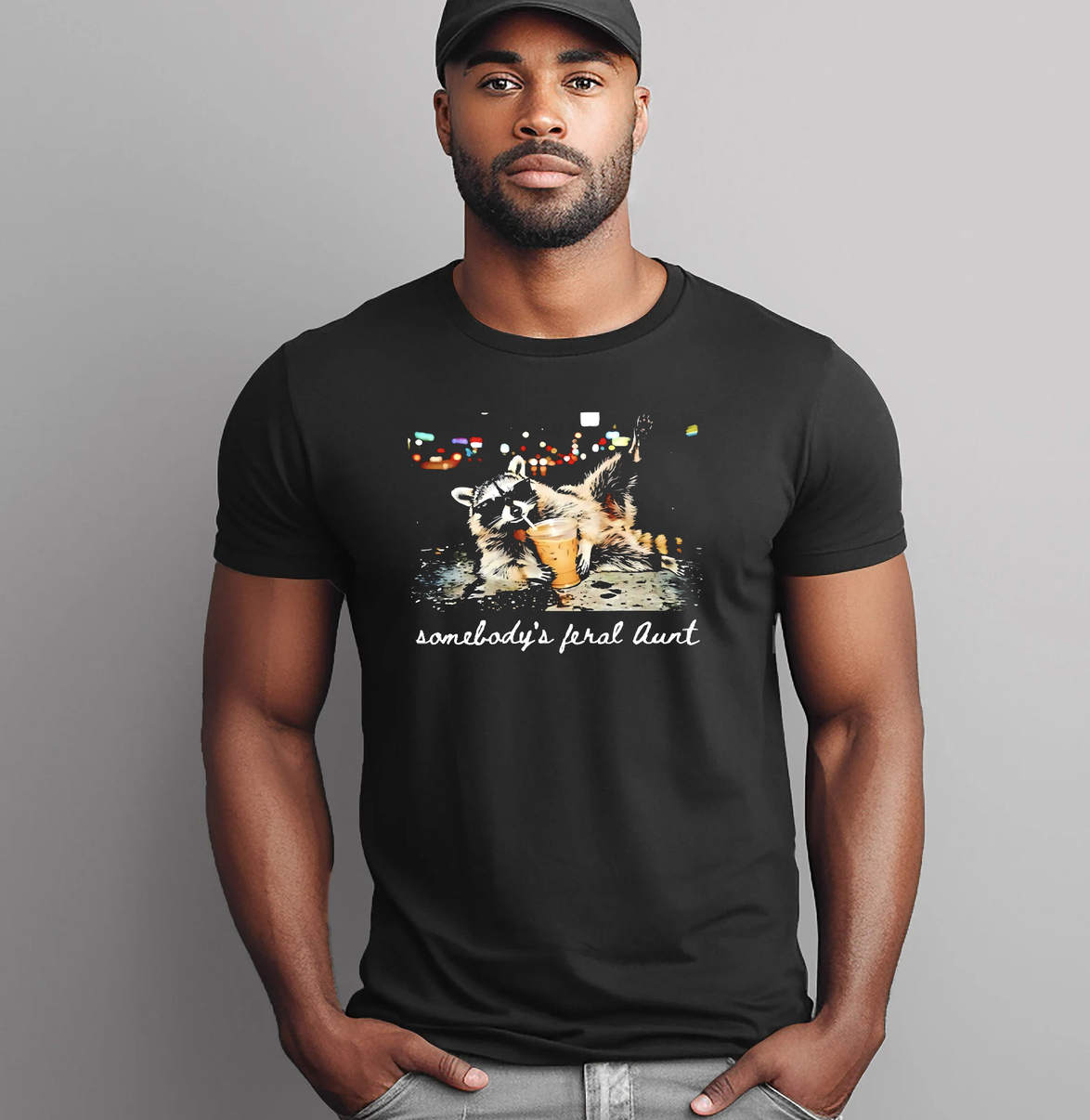 Somebodys Feral Aunt Raccoon Shirt Funny Animal Meme Humor Graphic Womens