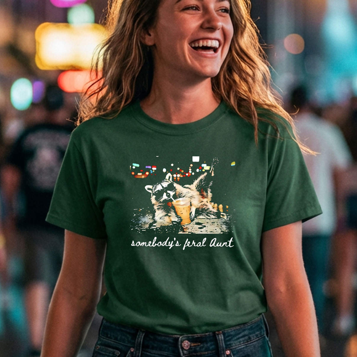 Somebodys Feral Aunt Raccoon Tshirt Funny Animal Meme Humor Graphic Womens Somebodys Feral Aunt Raccoon Tshirt Funny Animal Meme Humor Graphic Womens
