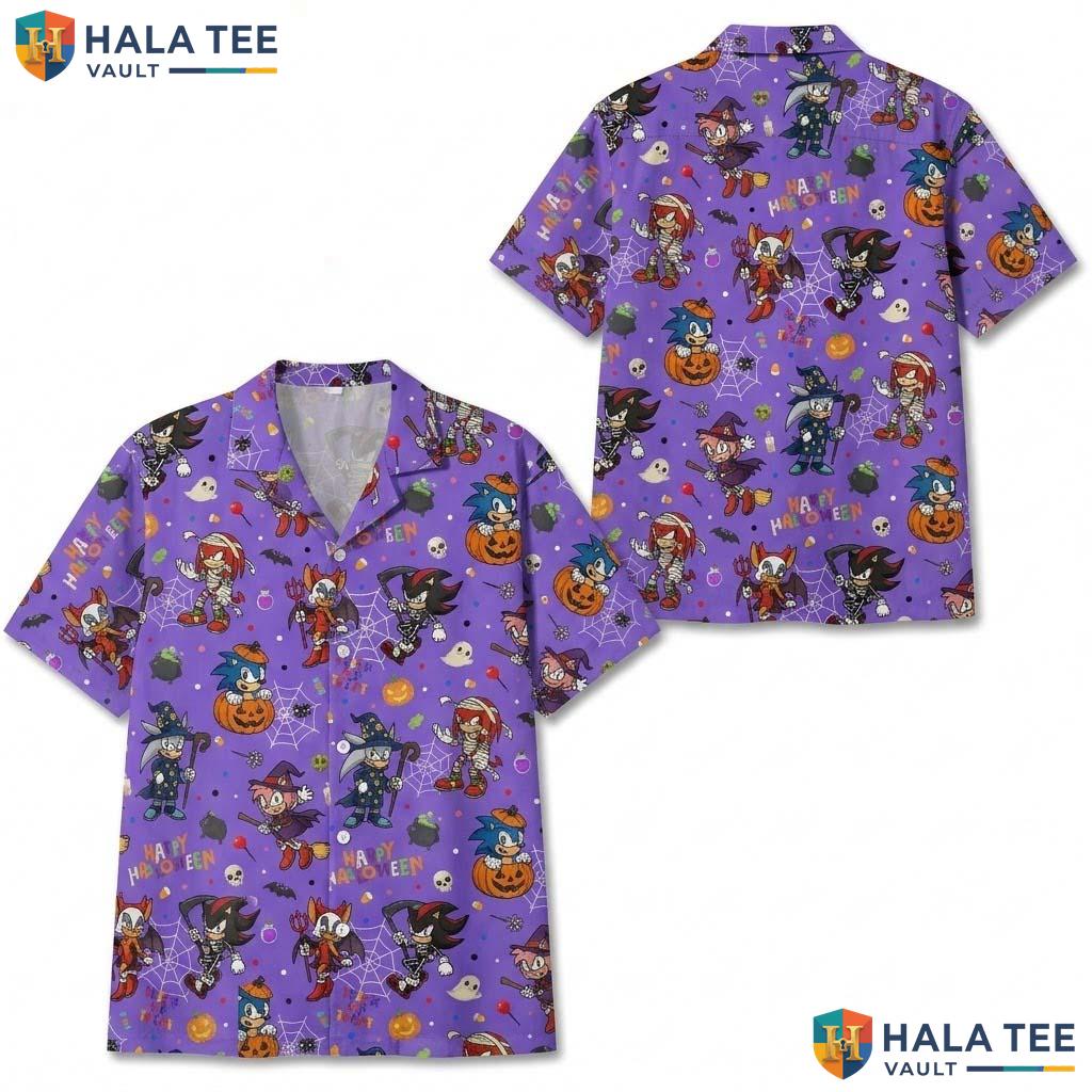 Sonic Gamer Halloween Hawaiian Shirt Streetwear Retro Video Game Top