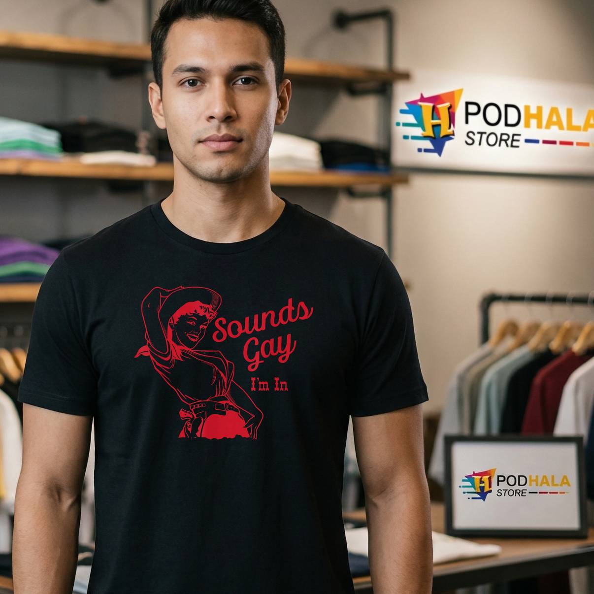 Sounds Gay Im In Vintage Lesbian Shirt Cowgirl Howdy Graphic For Mens