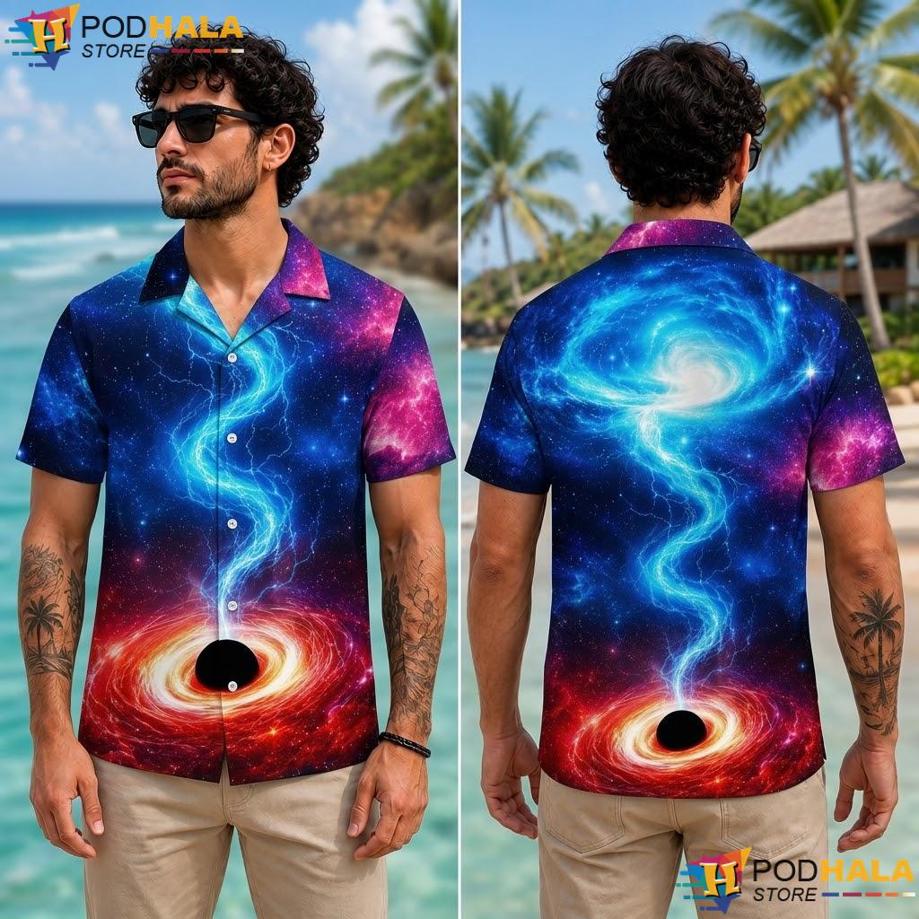 Space American Flag Aloha Shirt Cosmic Galaxy Graphic Summer Apparel Space American Flag Aloha Shirt Cosmic Galaxy Graphic Summer Apparel