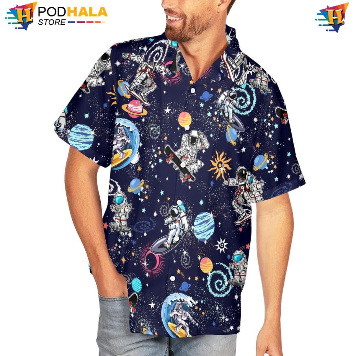 Space Astronaut Funny Tropical Shirt Mens Summer Beach Party Resort Wear Space Astronaut Funny Tropical Shirt Mens Summer Beach Party Resort Wear