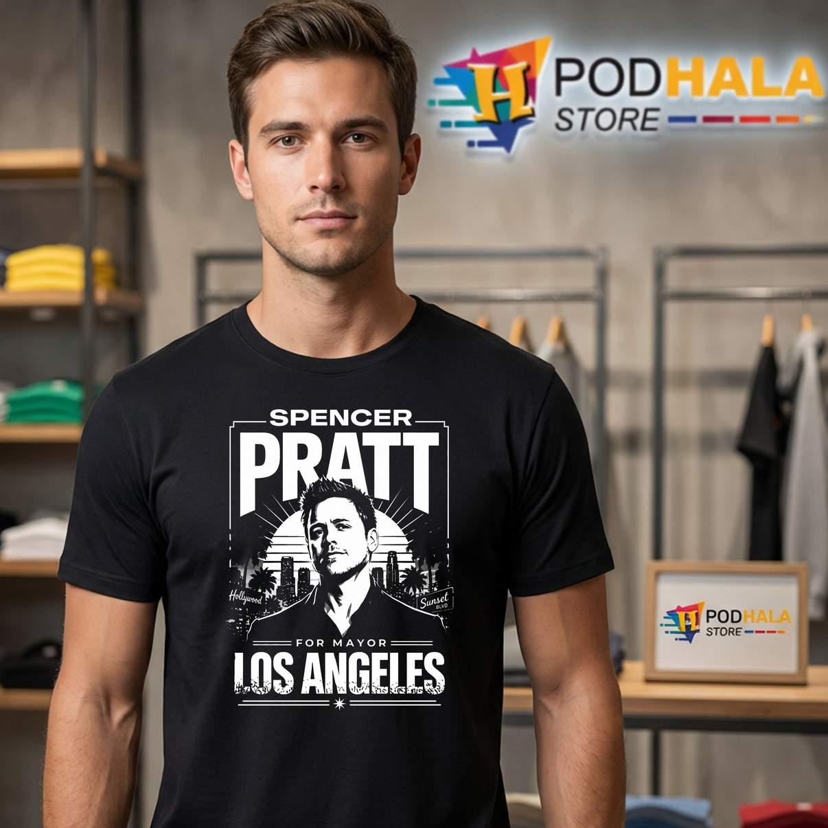 Spencer Pratt For LA Mayor Fan Shirt Los Angeles Funny Meme Graphic Mens
