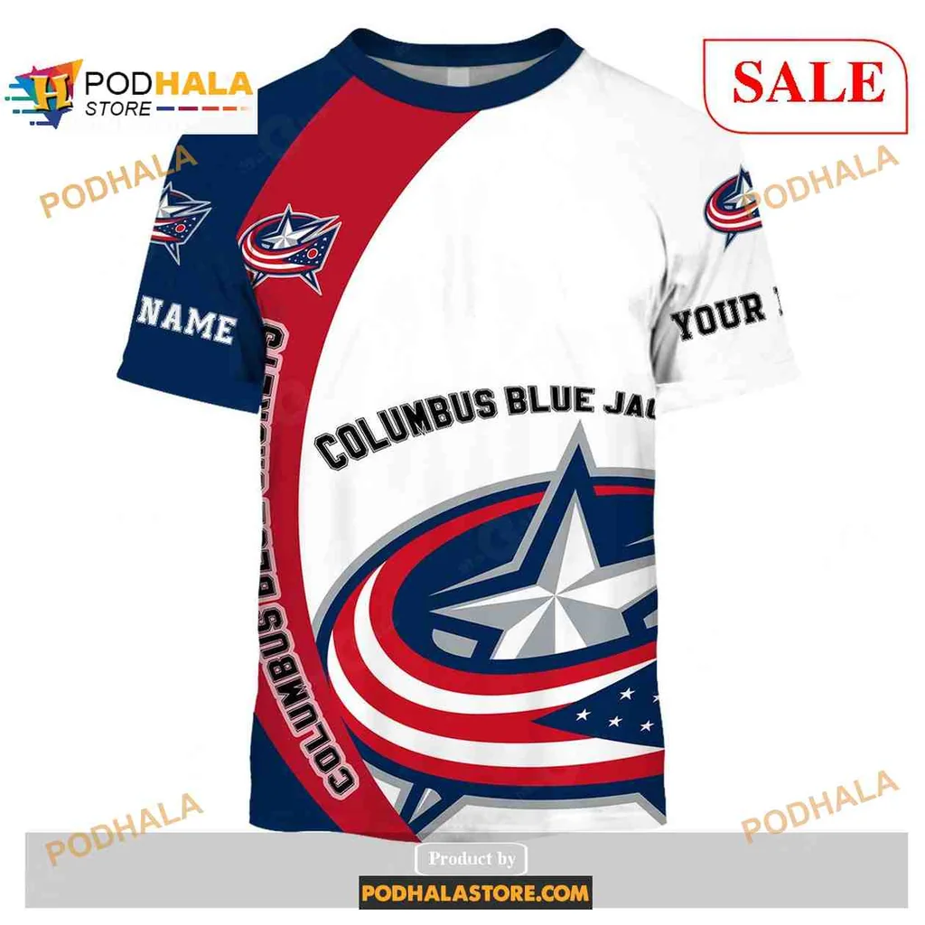 Spirited Columbus Blue Jackets All Over Print Hoodie, Bold Team Logo In Navy Red White Spirited Columbus Blue Jackets All Over Print Hoodie, Bold Team Logo In Navy Red White