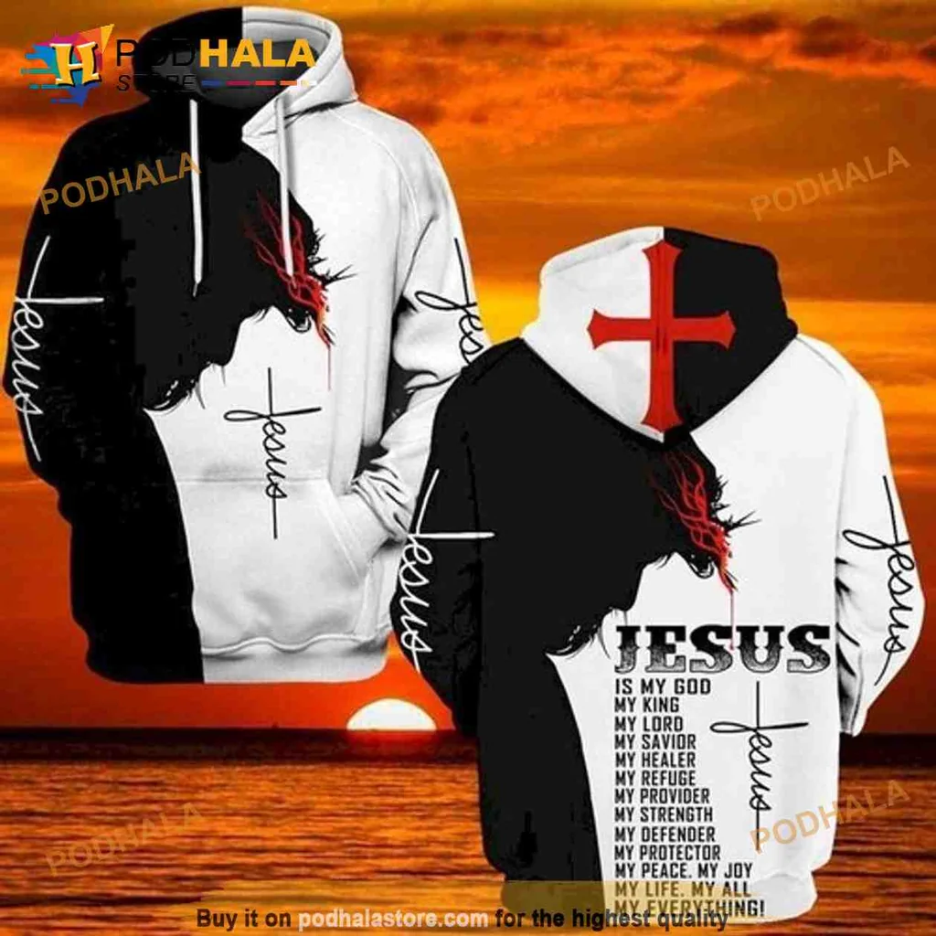 Spiritual Jesus Cross 3d Hoodie With Silhouette And Faithful Design