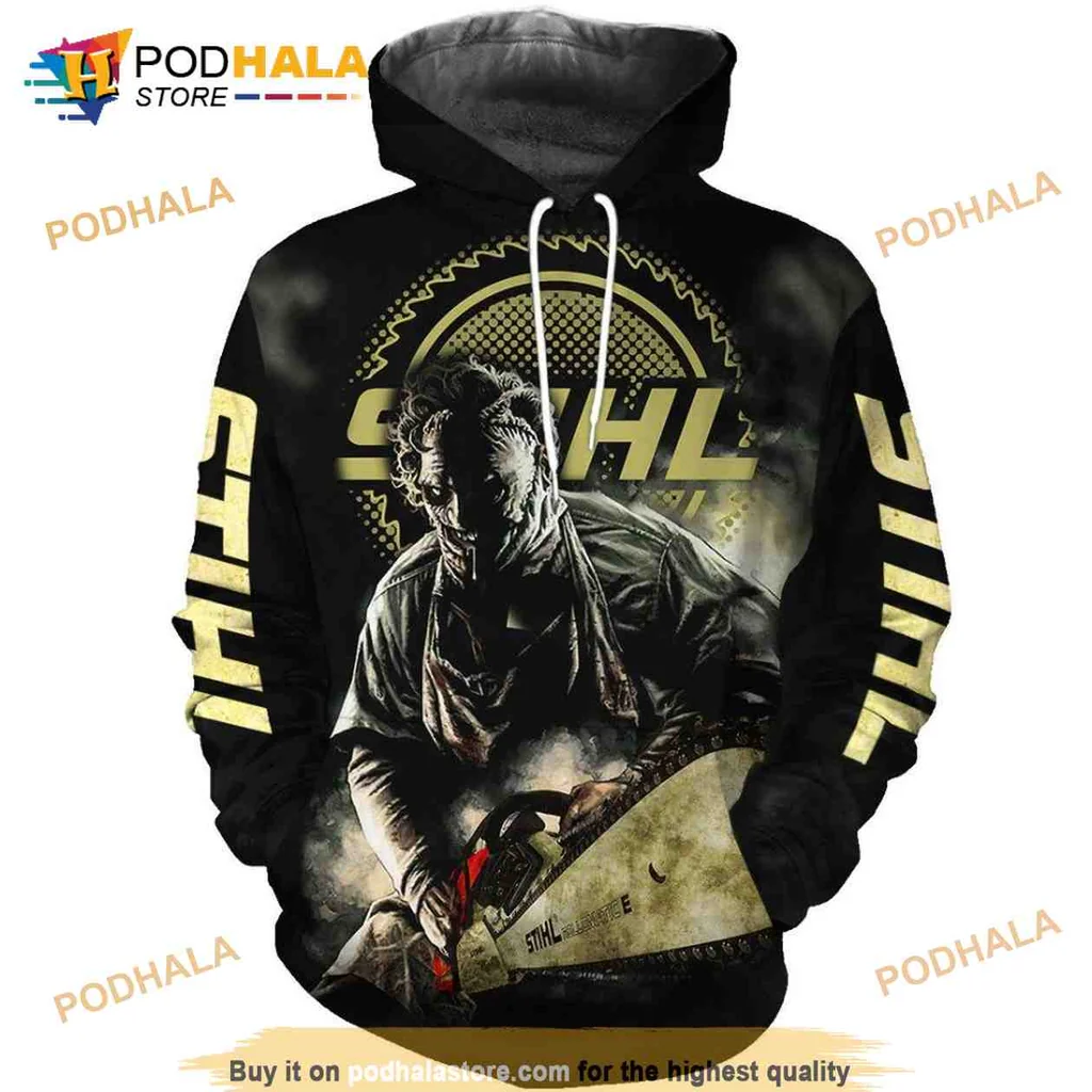 Spooky Chainsaw Horror 3d Hoodie With Eerie Graphic Design For Halloween Fans