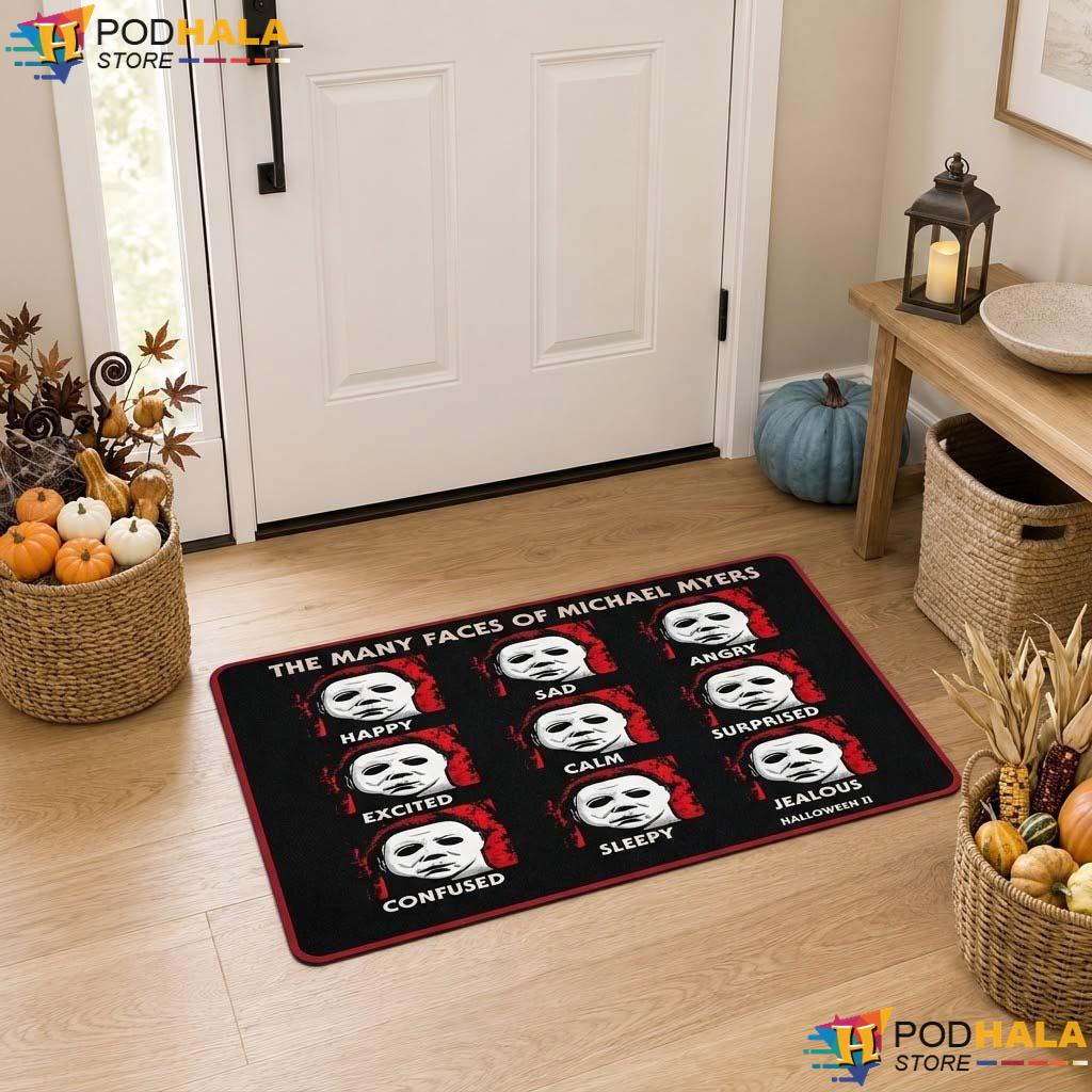 Spooky Character Emotion Doormat Michael Myers Horror Fan Welcome Entrance Rug