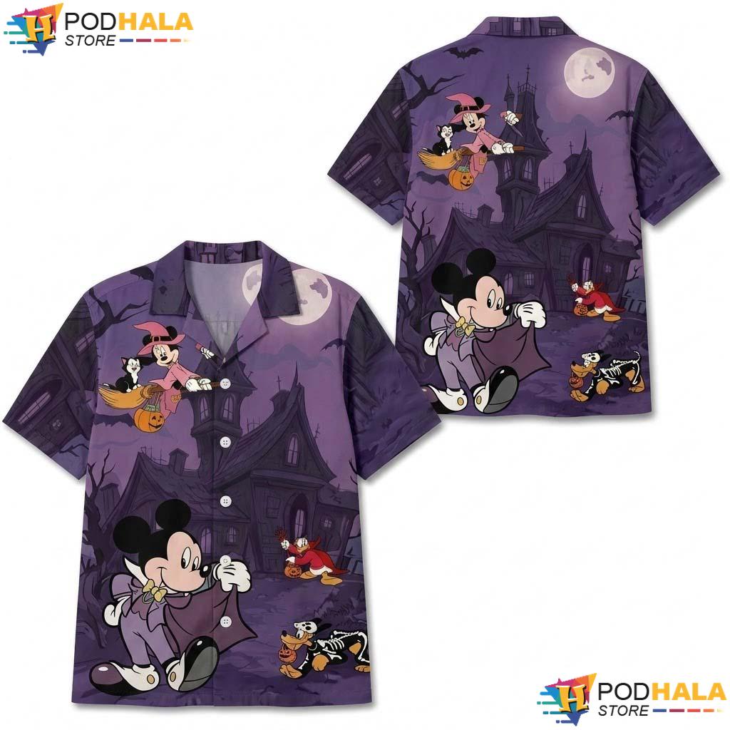 Spooky Ghouls Halloween Hawaiian Shirt Mickey Friends Purple Outfit