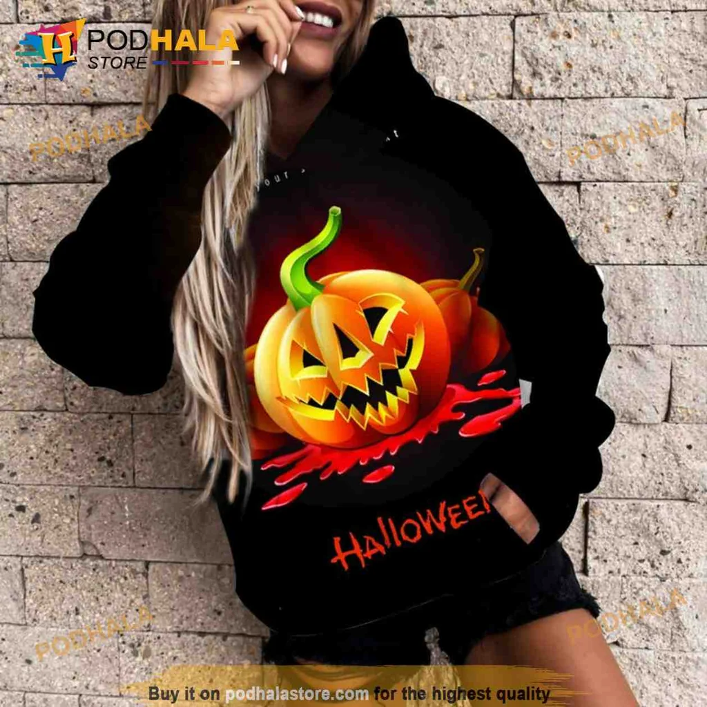 Spooky Halloween Pumpkin 3d Hoodie With Playful Cartoon Design