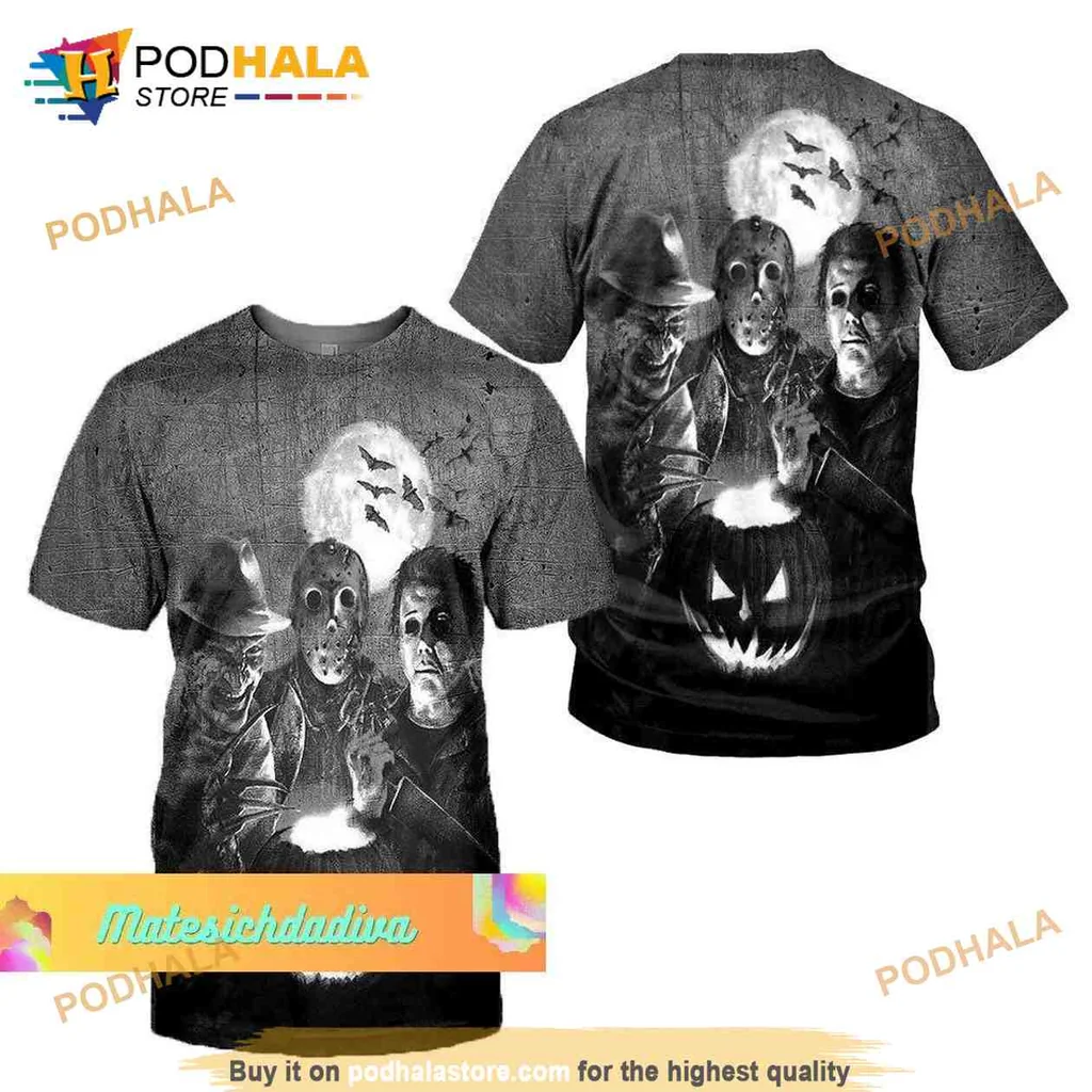 Spooky Horror Characters 3d Hoodie Featuring Michael Myers, Freddy Krueger, Jason Voorhees - Product View 5 Spooky Horror Characters 3d Hoodie Featuring Michael Myers, Freddy Krueger, Jason Voorhees - Product View 5