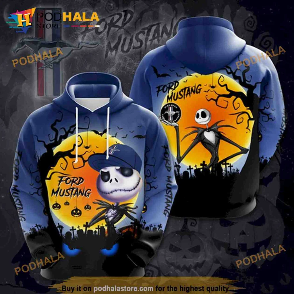 Spooky Jack Skellington 3d Hoodie With Halloween Scene Design