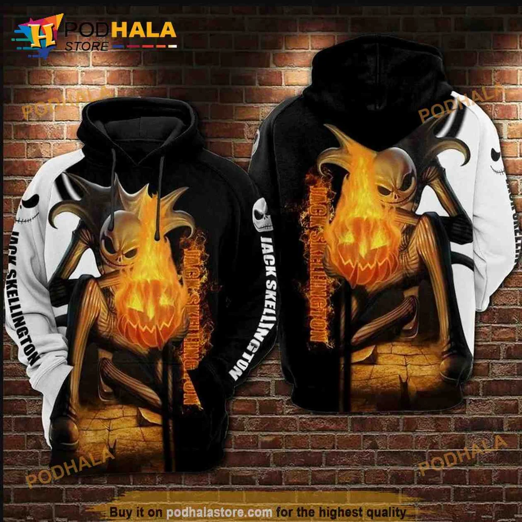 Spooky Jack Skellington Pumpkin Hoodie With Eerie Glow For Halloween Fans