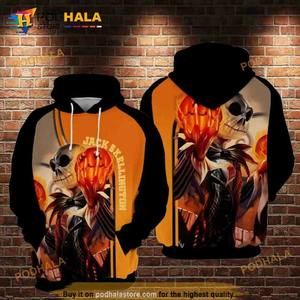 Spooky Jack Skellington Pumpkin Hoodie With Vibrant Halloween Design