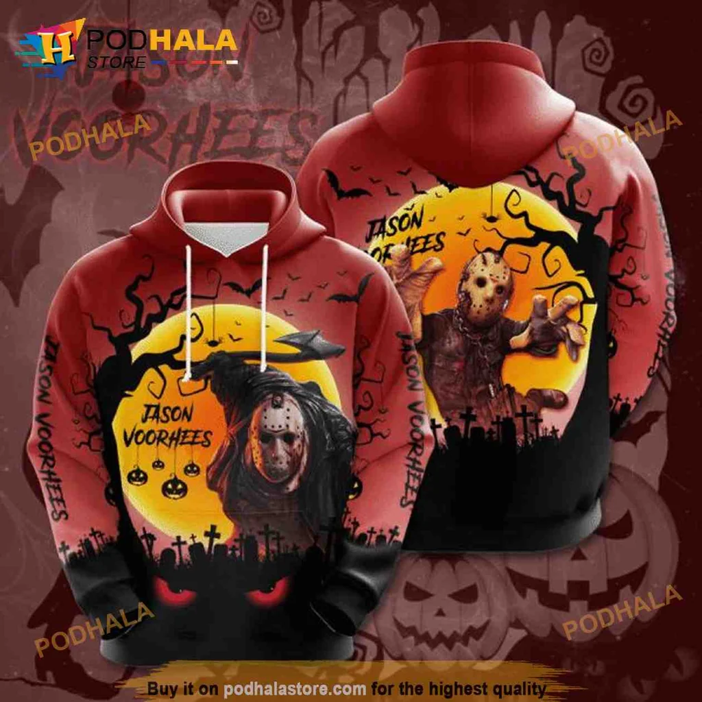 Spooky Jason Voorhees 3d Hoodie With Eerie Halloween Design
