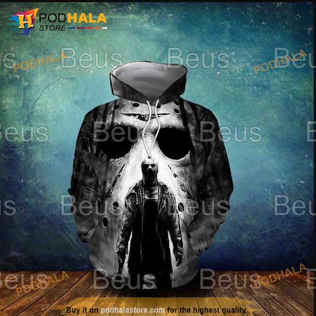 Spooky Jason Voorhees 3d Hoodie With Iconic Hockey Mask Design