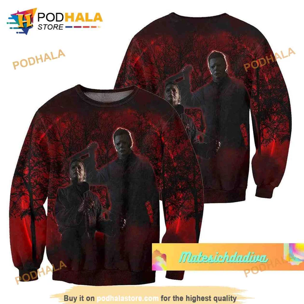 Spooky Michael Myers AOP Hoodie Featuring Dark Horror Design Spooky Michael Myers AOP Hoodie Featuring Dark Horror Design