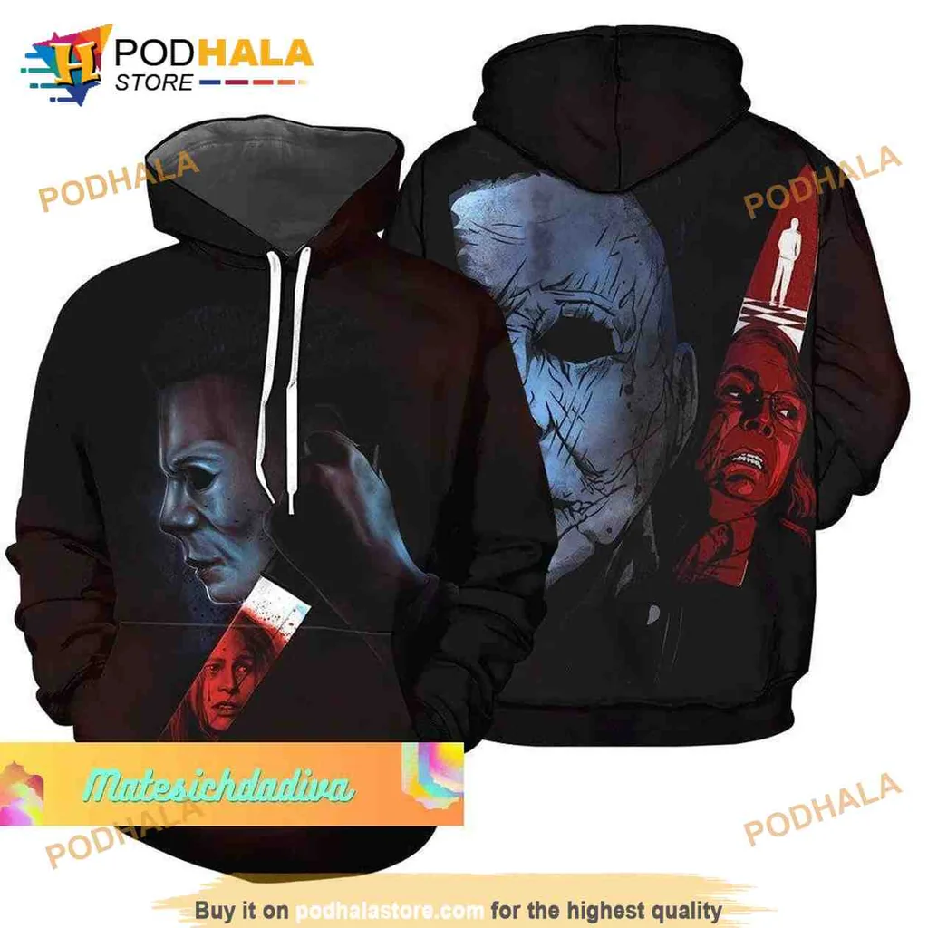 Spooky Michael Myers 3d Hoodie With Haunting Artwork For Horror Fans