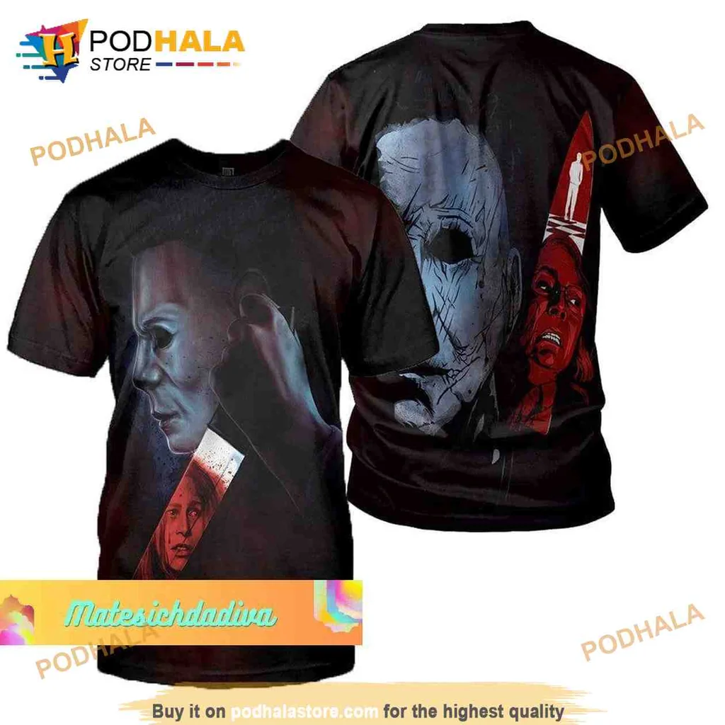 Spooky Michael Myers All Over Print Hoodie With Haunting Artwork For Horror Fans Spooky Michael Myers All Over Print Hoodie With Haunting Artwork For Horror Fans