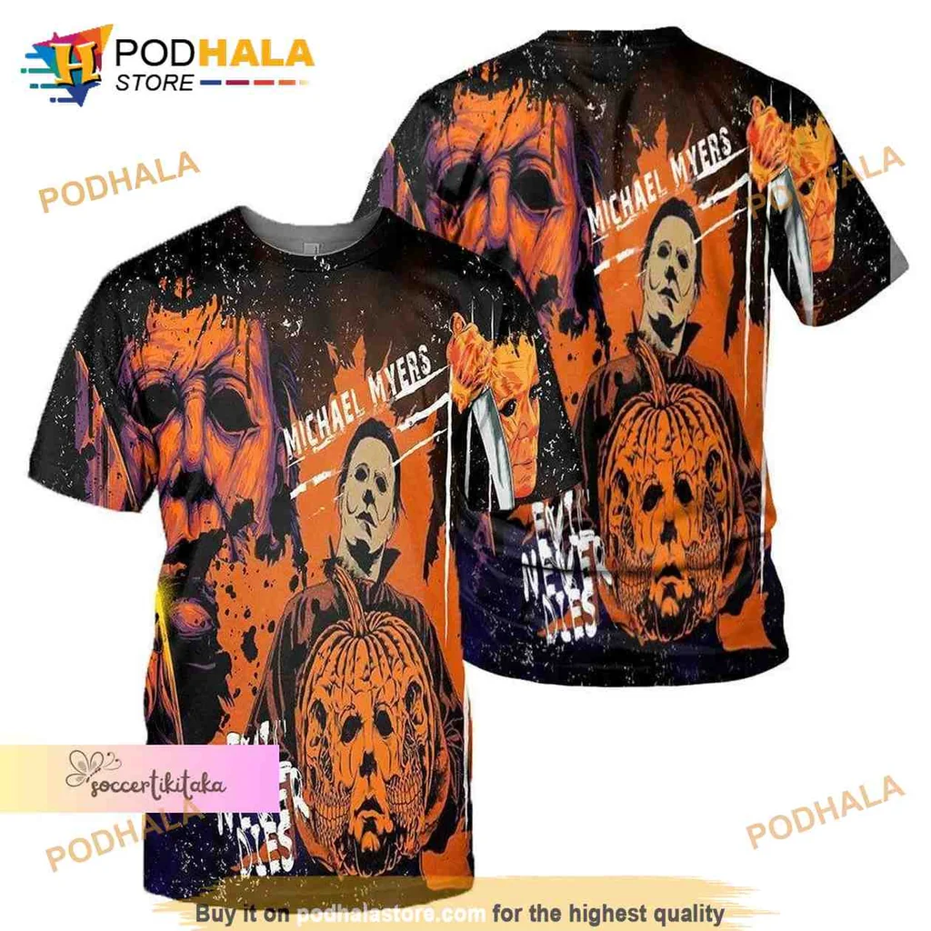 Spooky Michael Myers Pumpkin AOP Hoodie With Eerie Halloween Design Spooky Michael Myers Pumpkin AOP Hoodie With Eerie Halloween Design