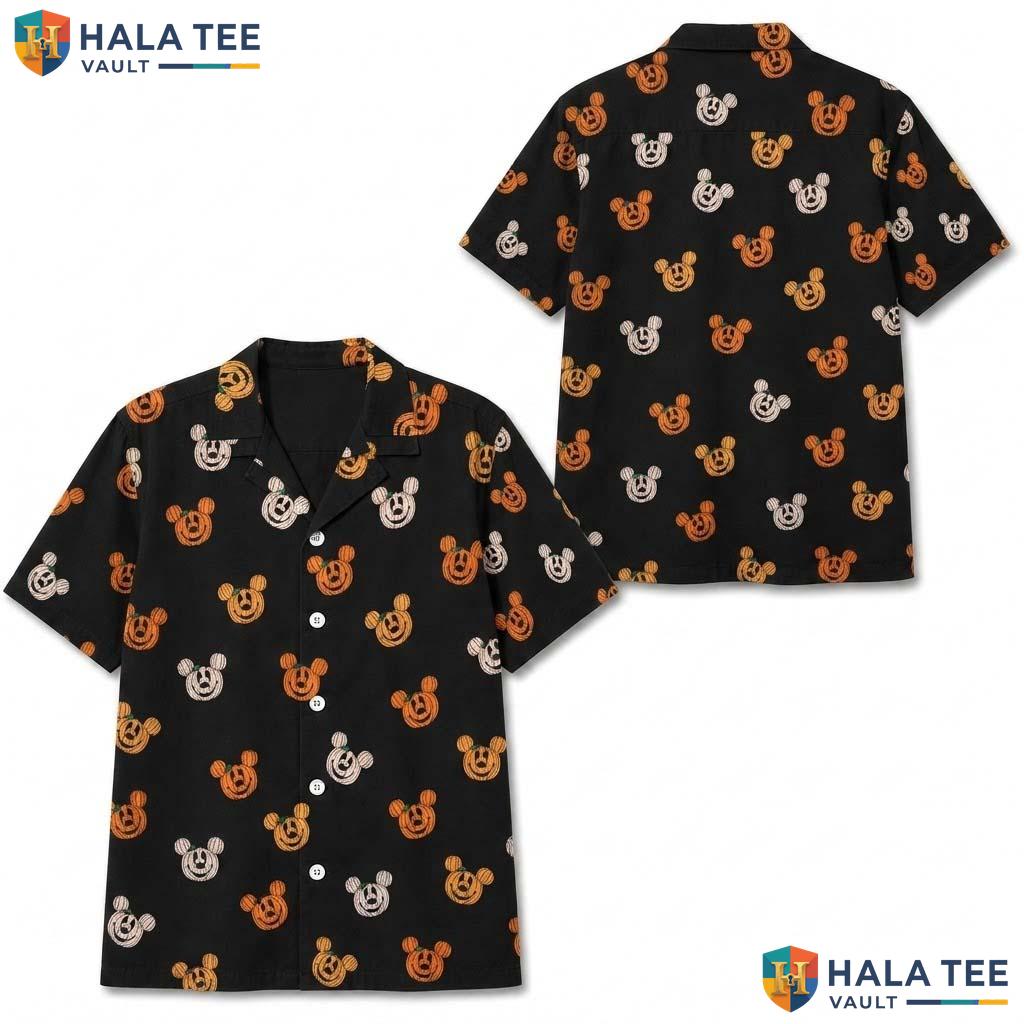 Spooky Mickey Halloween Hawaiian Shirt Mouse Ears Jack O Lantern Top