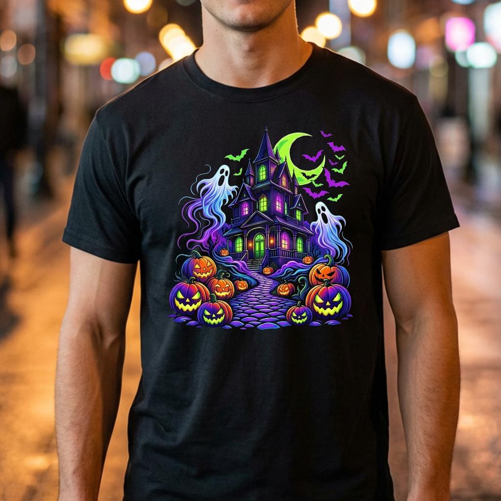 Spooky Scene Pumpkin Graphic Vintage Tee Scary Halloween Costume Spooky Scene Pumpkin Graphic Vintage Tee Scary Halloween Costume