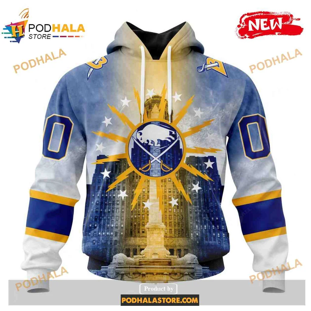 Sporty Buffalo Sabres City Hall 3d Hoodie With Vibrant Architectural Design