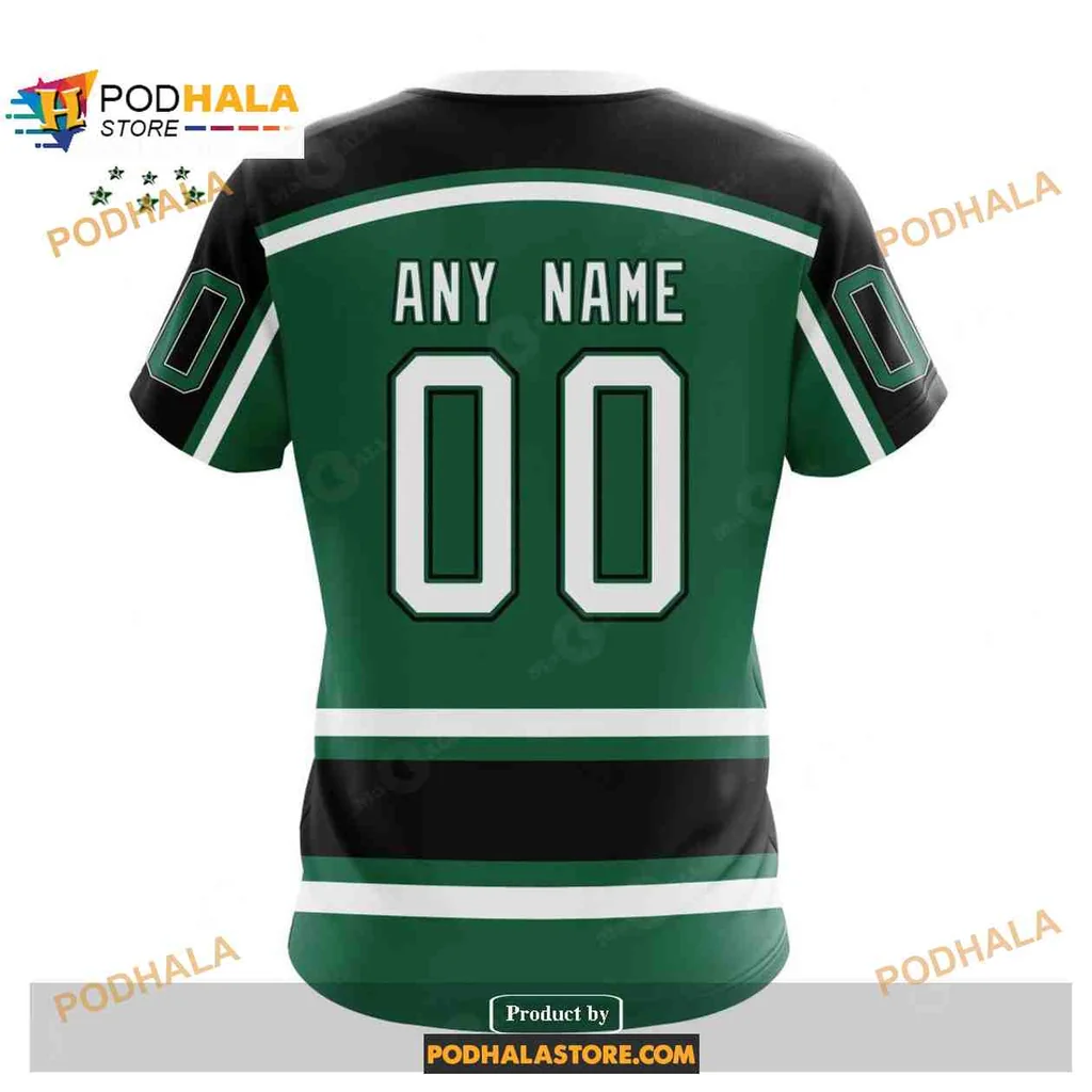 Sporty Dallas Stars 3D Print Hoodie With Bold Golden Letters And Striped Sleeves Sporty Dallas Stars 3D Print Hoodie With Bold Golden Letters And Striped Sleeves