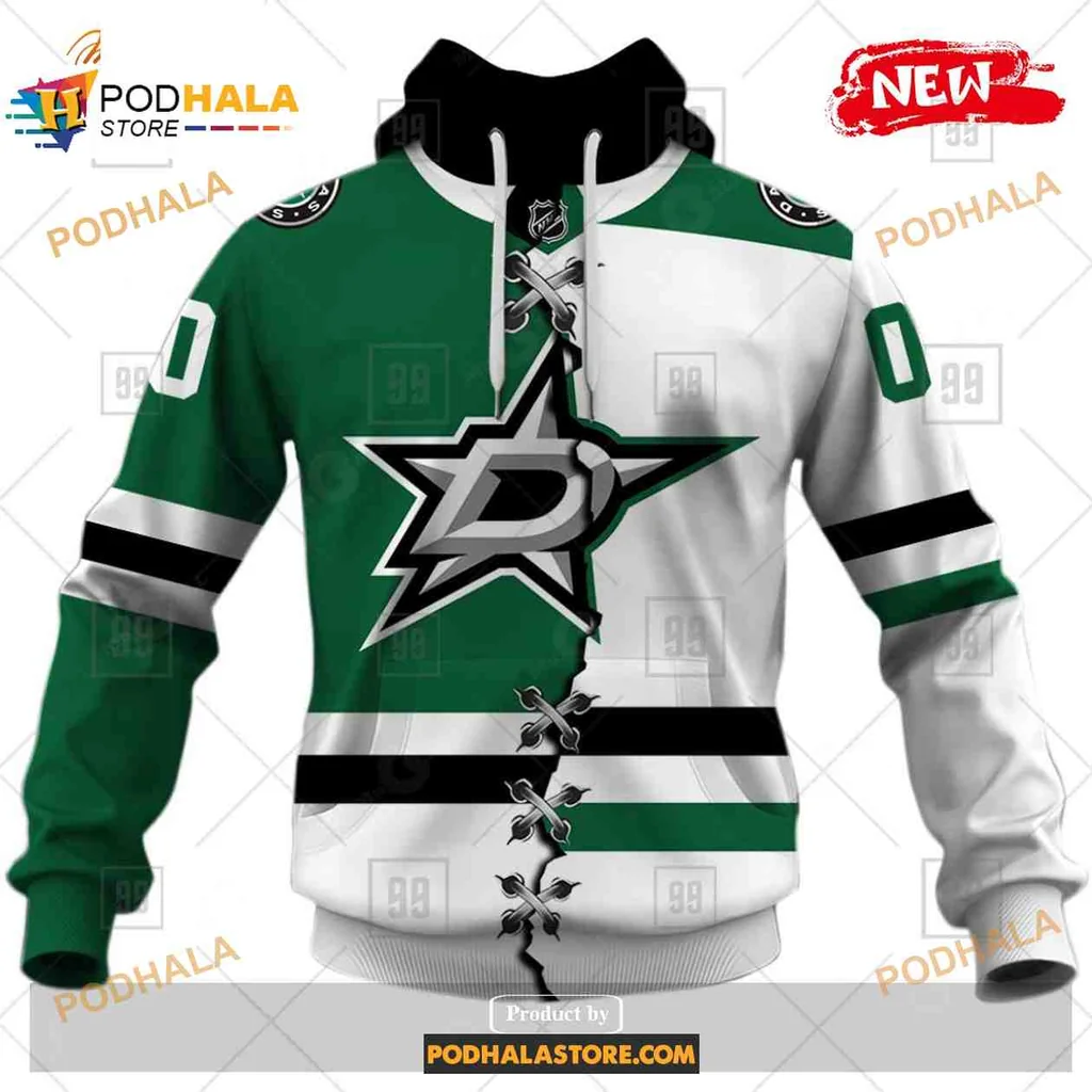 Sporty Dallas Stars 3d Hoodie With Bold Star Emblem And Stripes